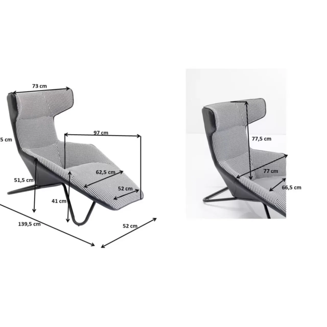 KARE Design Sessel-Relaxsessel Granada Schwarz Weiss