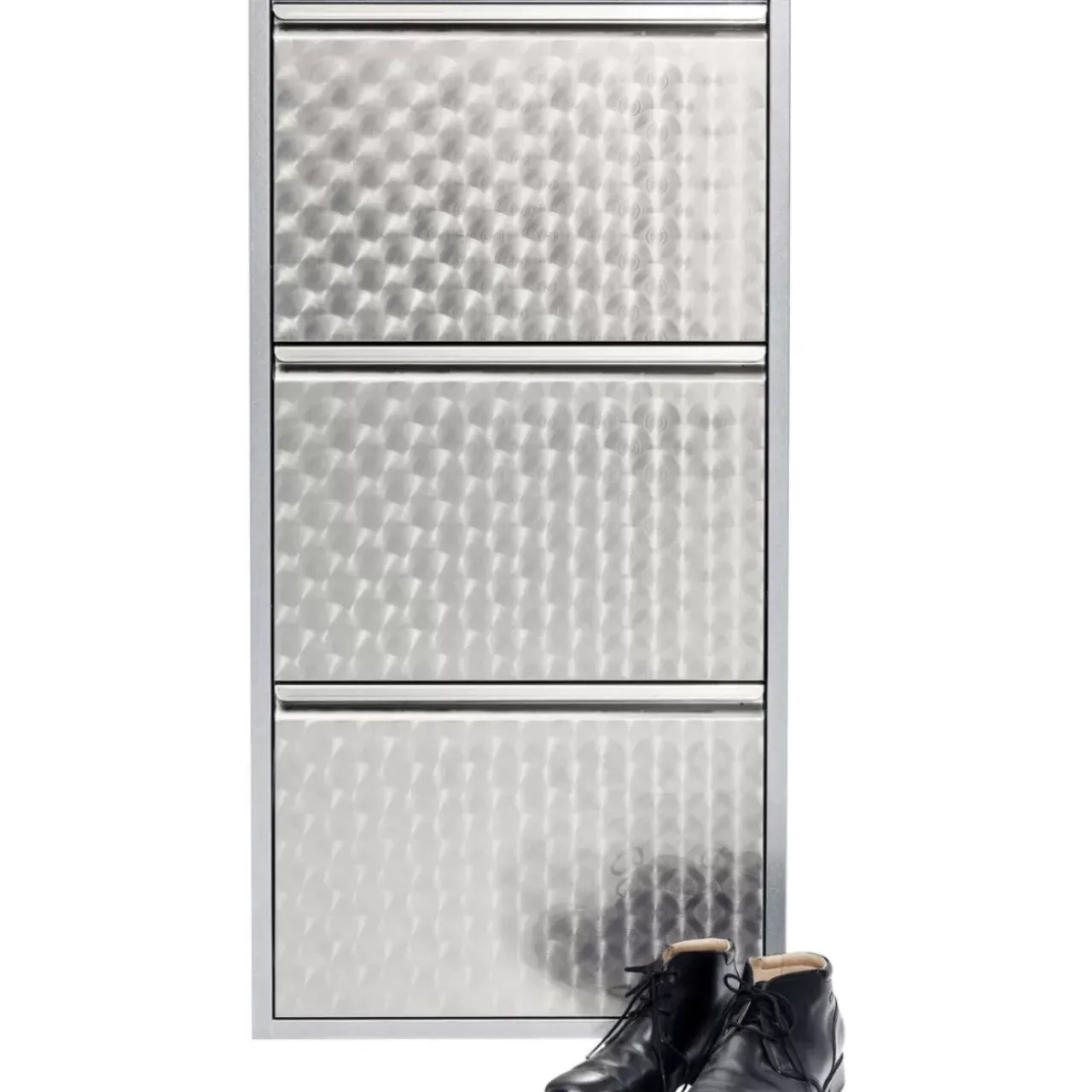 KARE Design Kleinmöbel & Sonstiges-Schuhkipper Caruso 3-Er Silber/Geflext