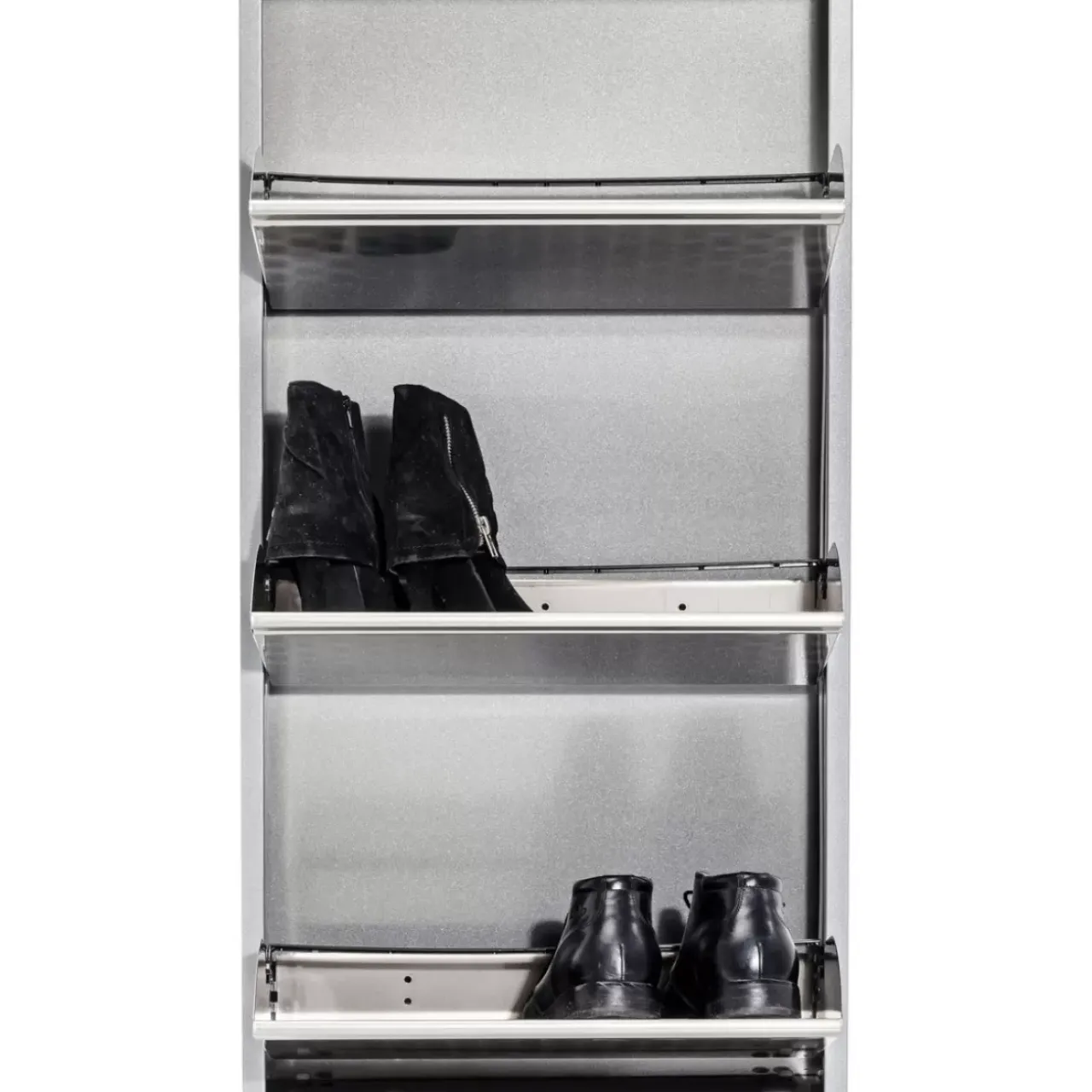 KARE Design Kleinmöbel & Sonstiges-Schuhkipper Caruso 3-Er Silber/Geflext