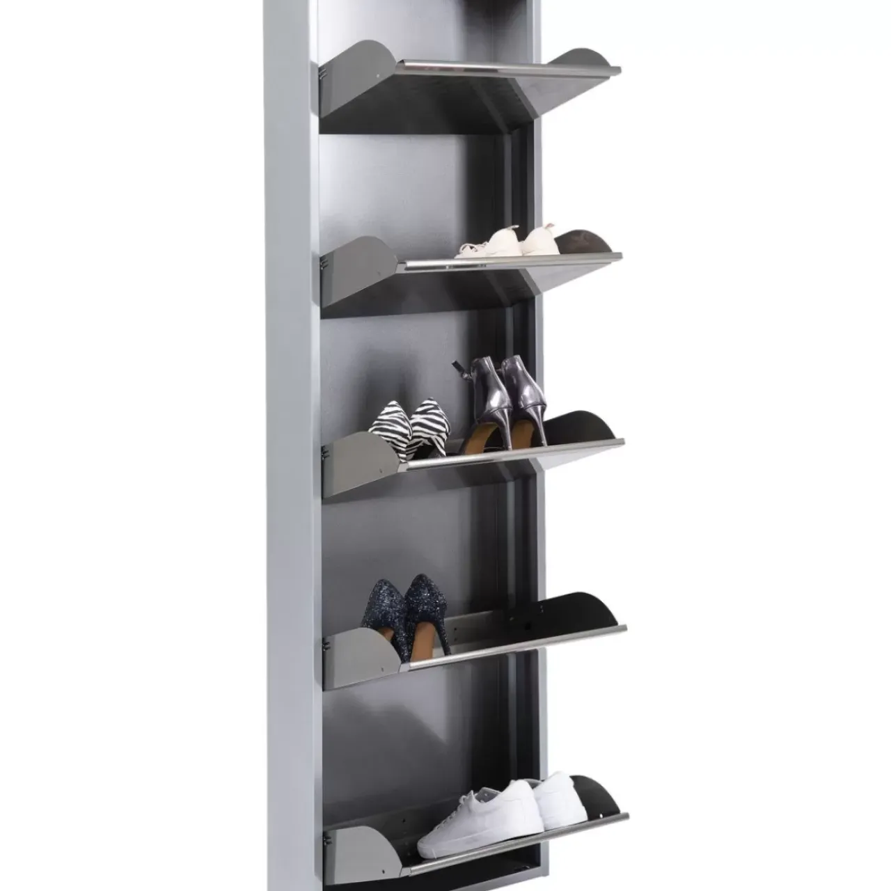 KARE Design Kleinmöbel & Sonstiges-Schuhkipper Caruso 5-Er Silber/Geflext