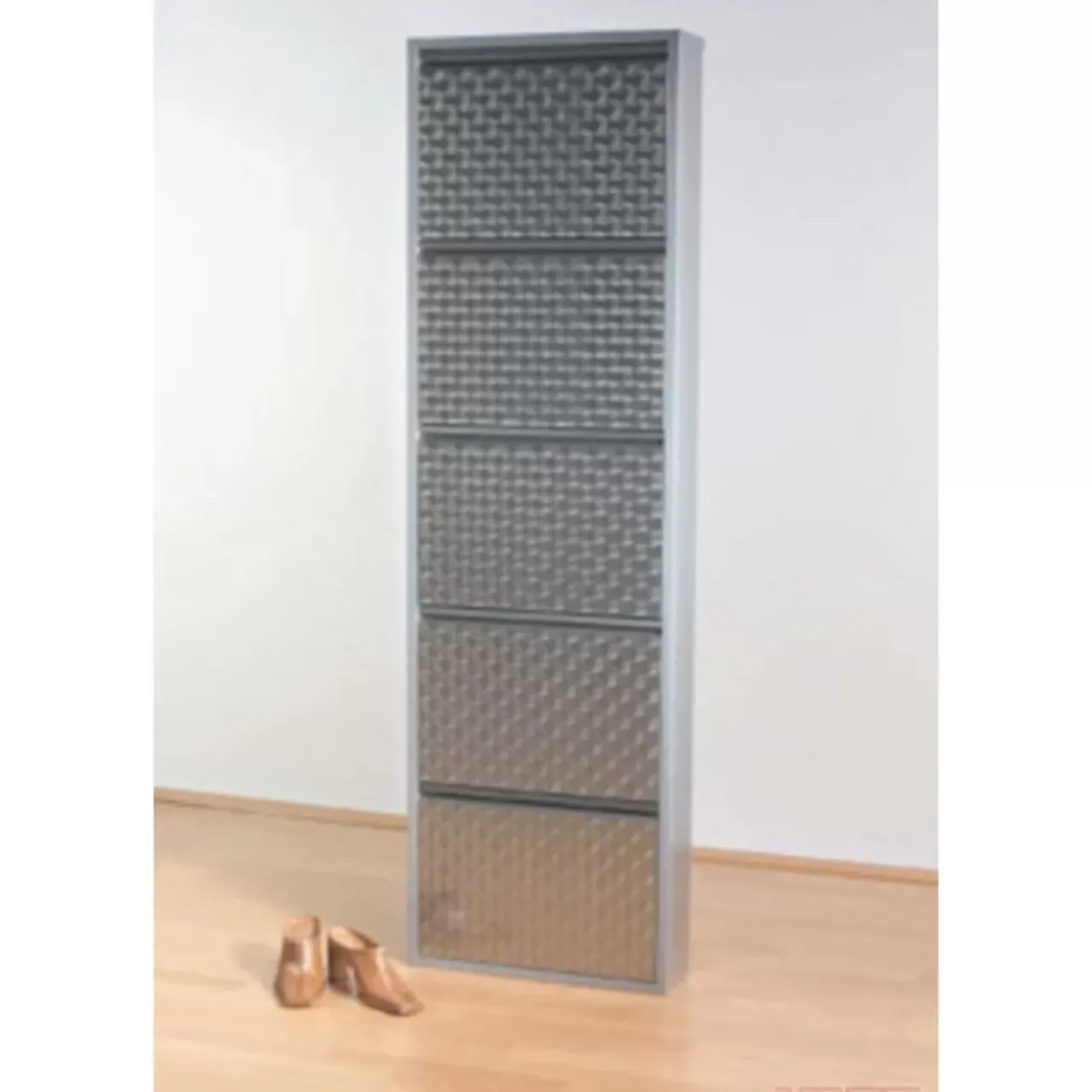 KARE Design Kleinmöbel & Sonstiges-Schuhkipper Caruso 5-Er Silber/Geflext (Mo)