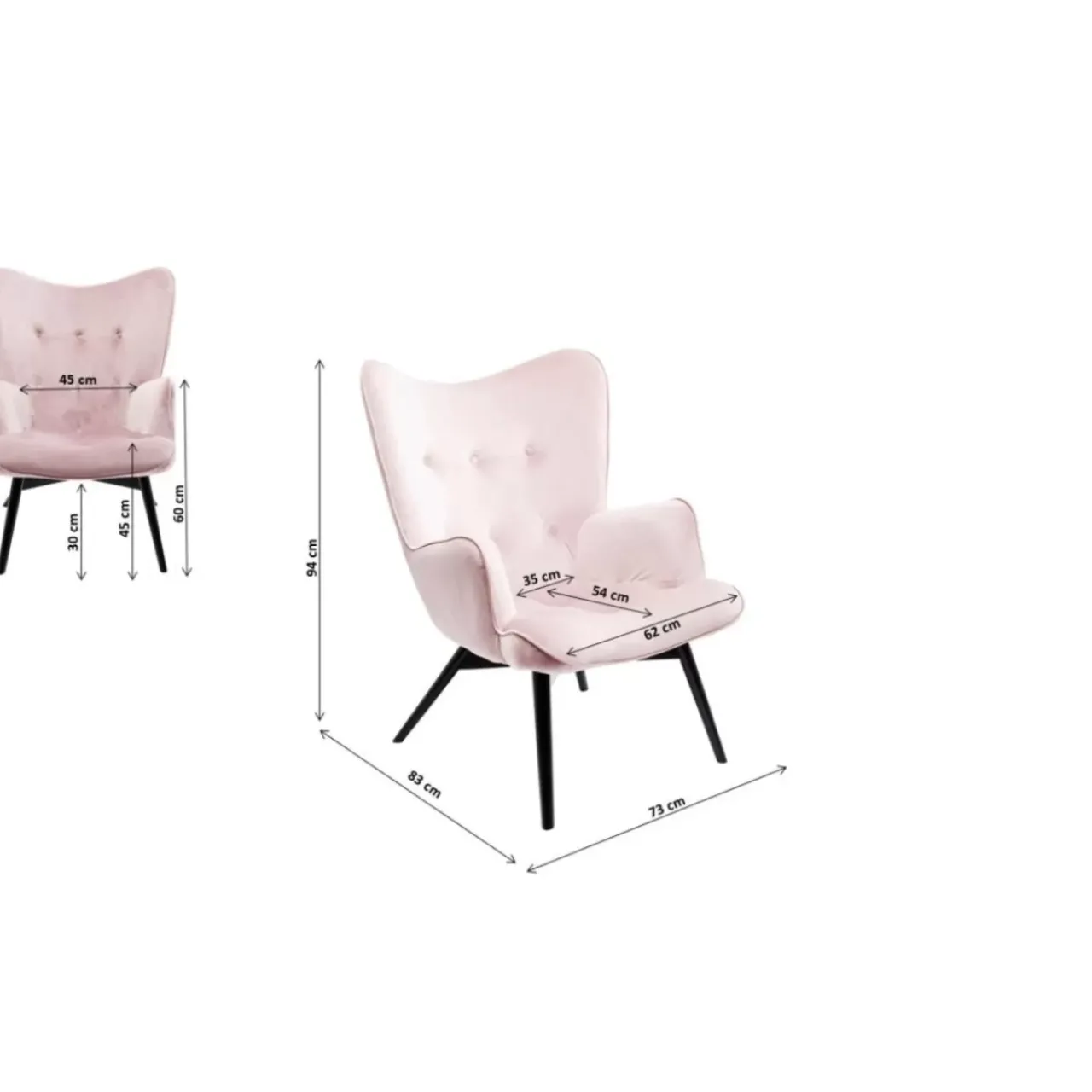 KARE Design Sessel-Sessel Black Vicky Velvet Rose
