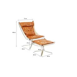 KARE Design Sessel-Sessel Mit Hocker Washington Braun