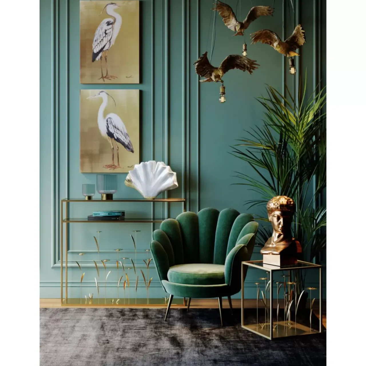 KARE Design Sessel-Sessel Water Lily Dunkel Grun