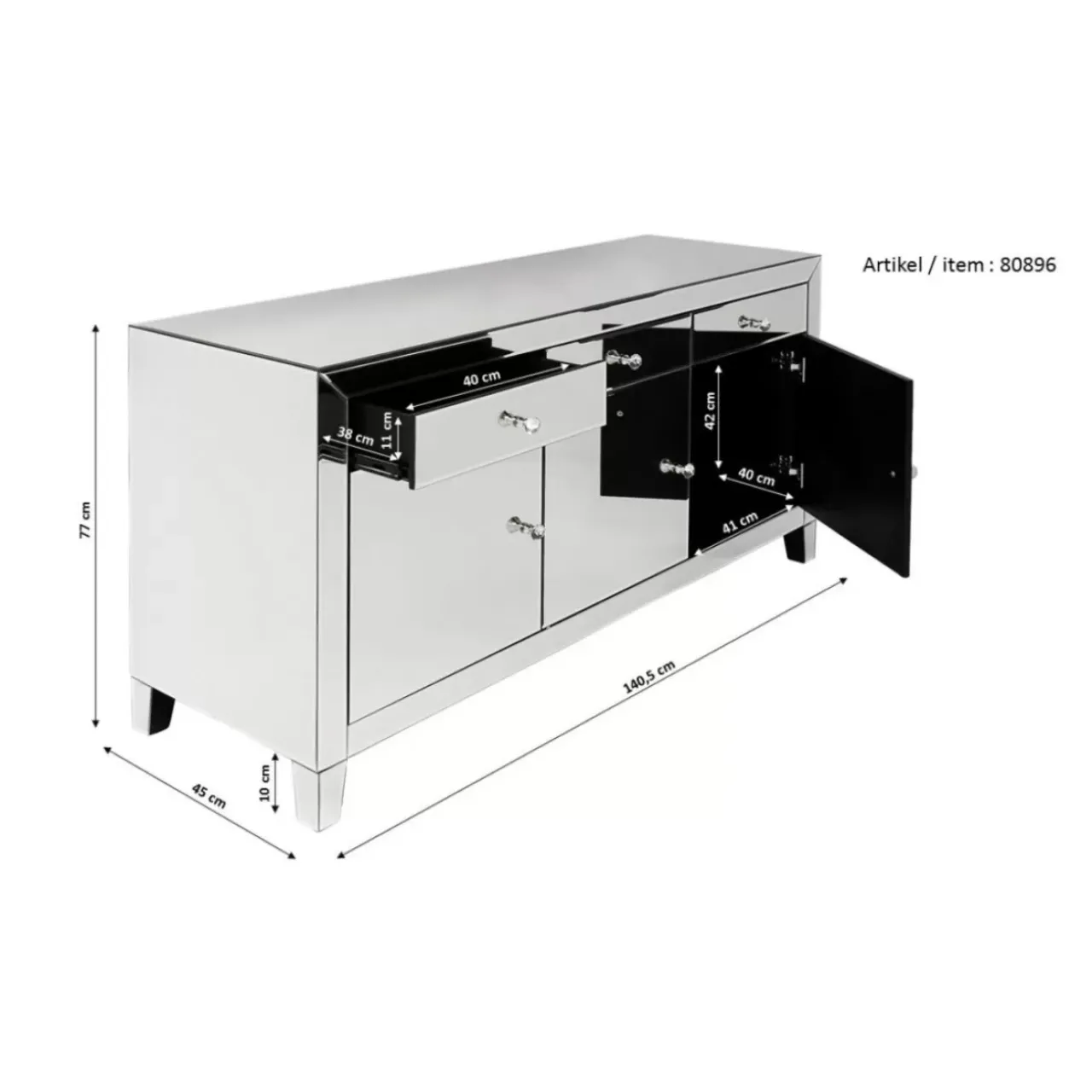 KARE Design Kommoden & Sideboards-Sideboard Luxury Push Grau