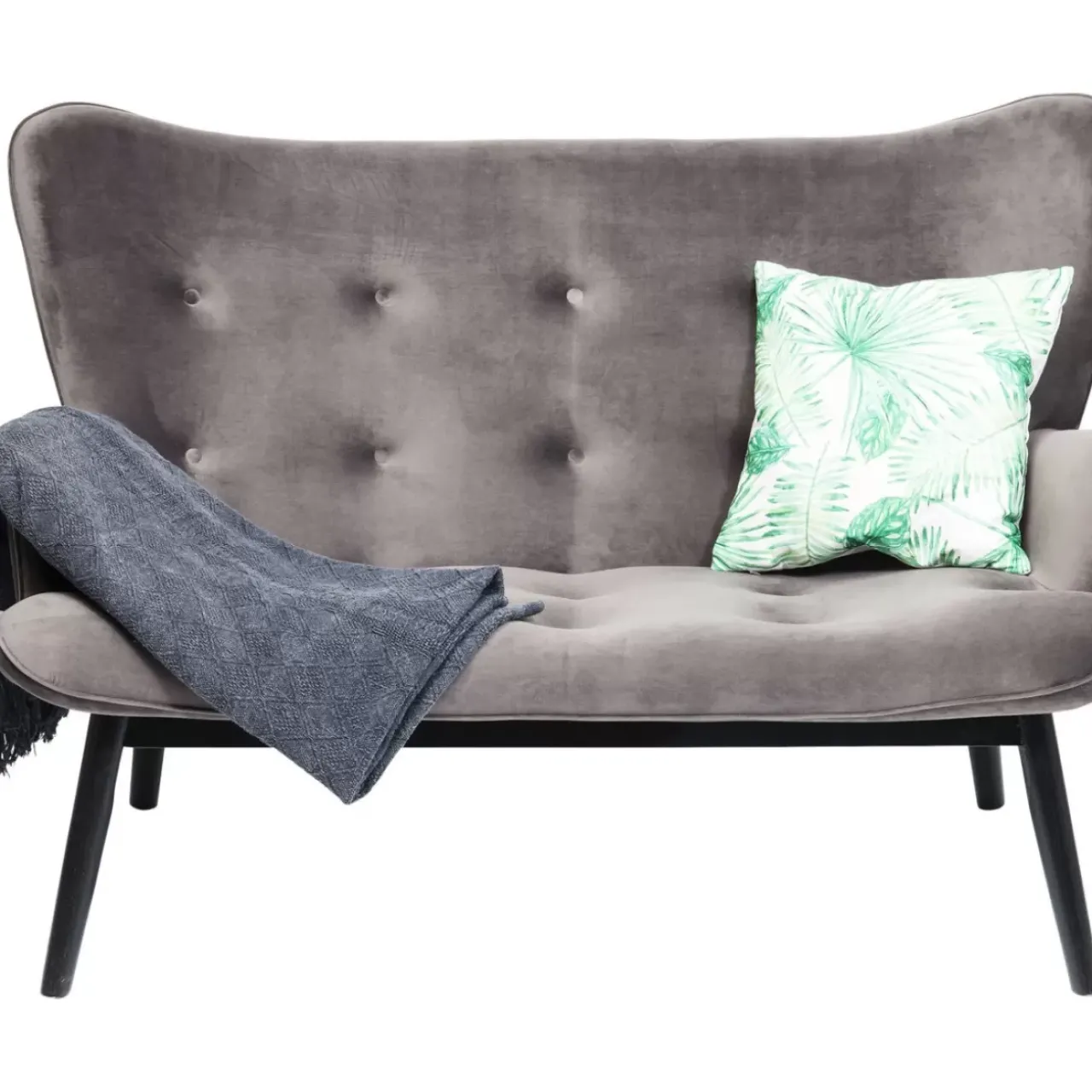 KARE Design Sofas & Couches-Sofa Black Vicky 2-Sitzer Velvet Grau