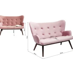 KARE Design Sofas & Couches-Sofa Black Vicky 2-Sitzer Velvet Grau