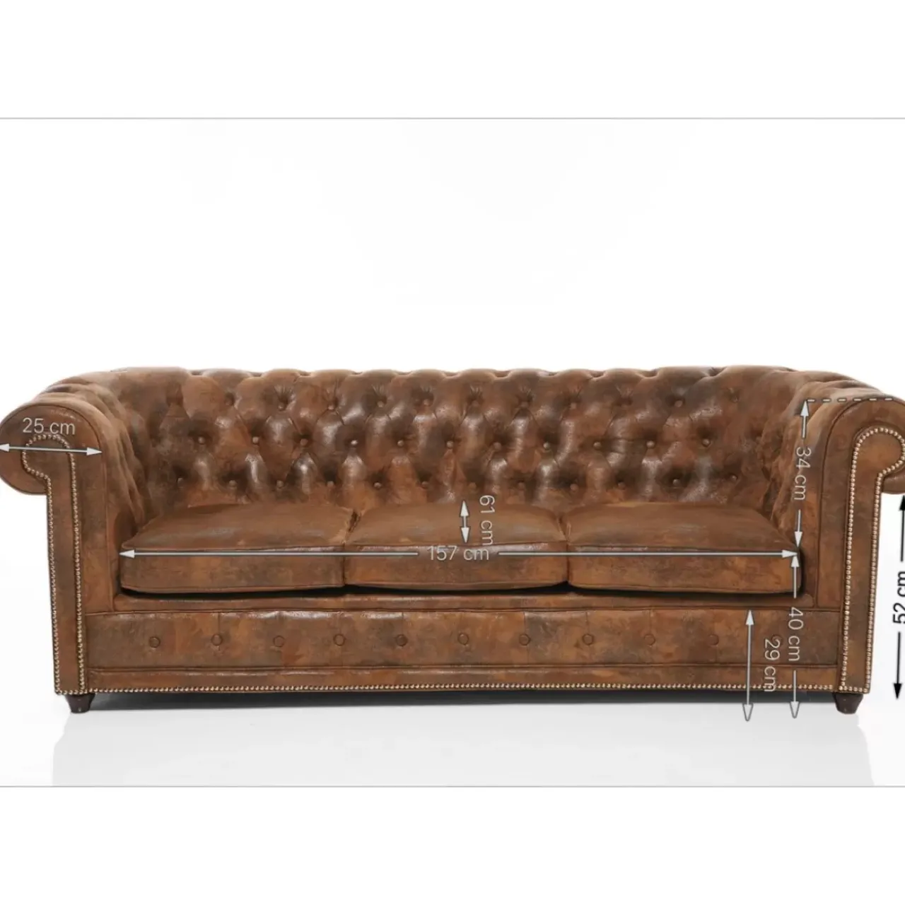 KARE Design Sofas & Couches-Sofa Cambridge 3-Sitzer Vintage Smart