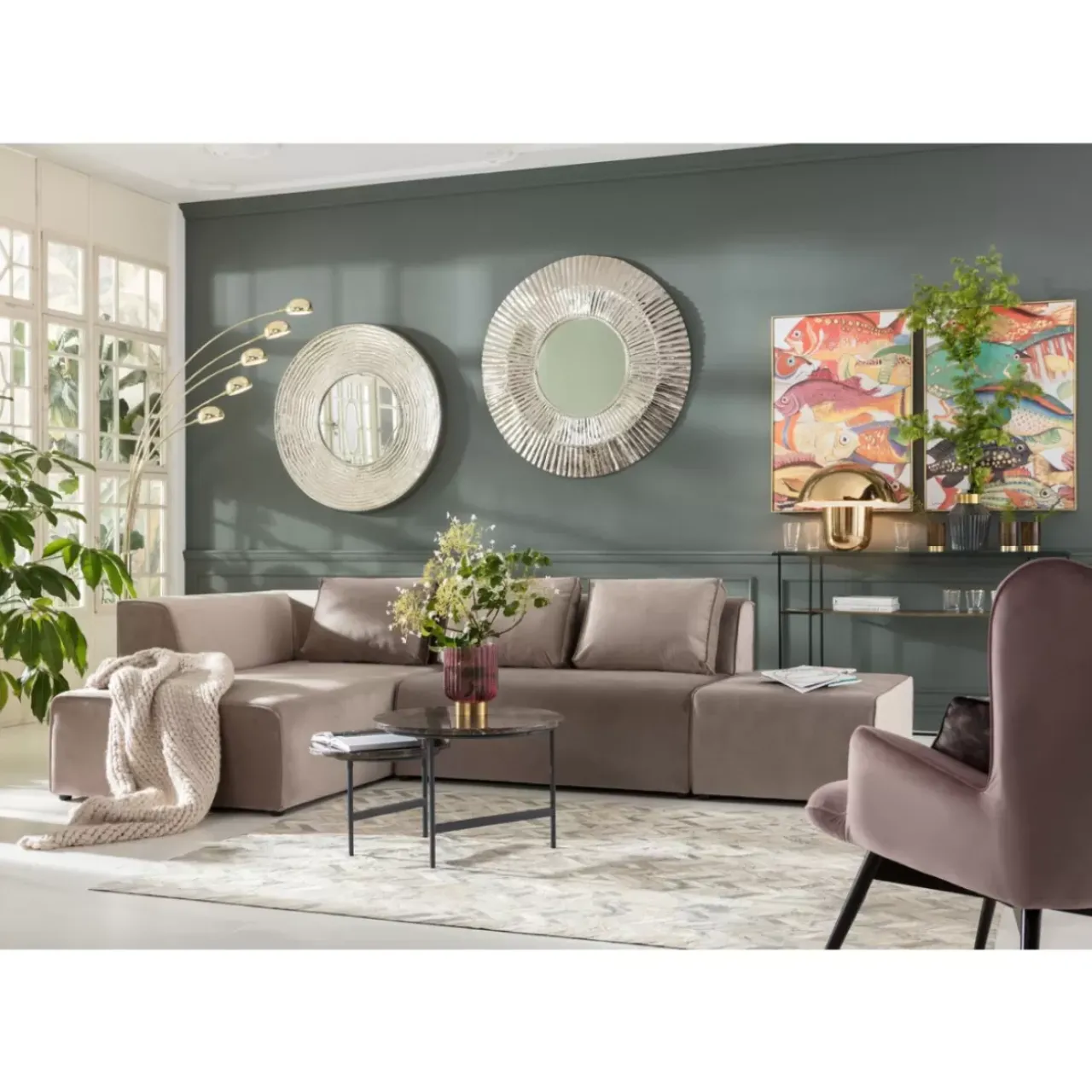 KARE Design Sofas & Couches-Sofa Infinity Velvet Taupe Links