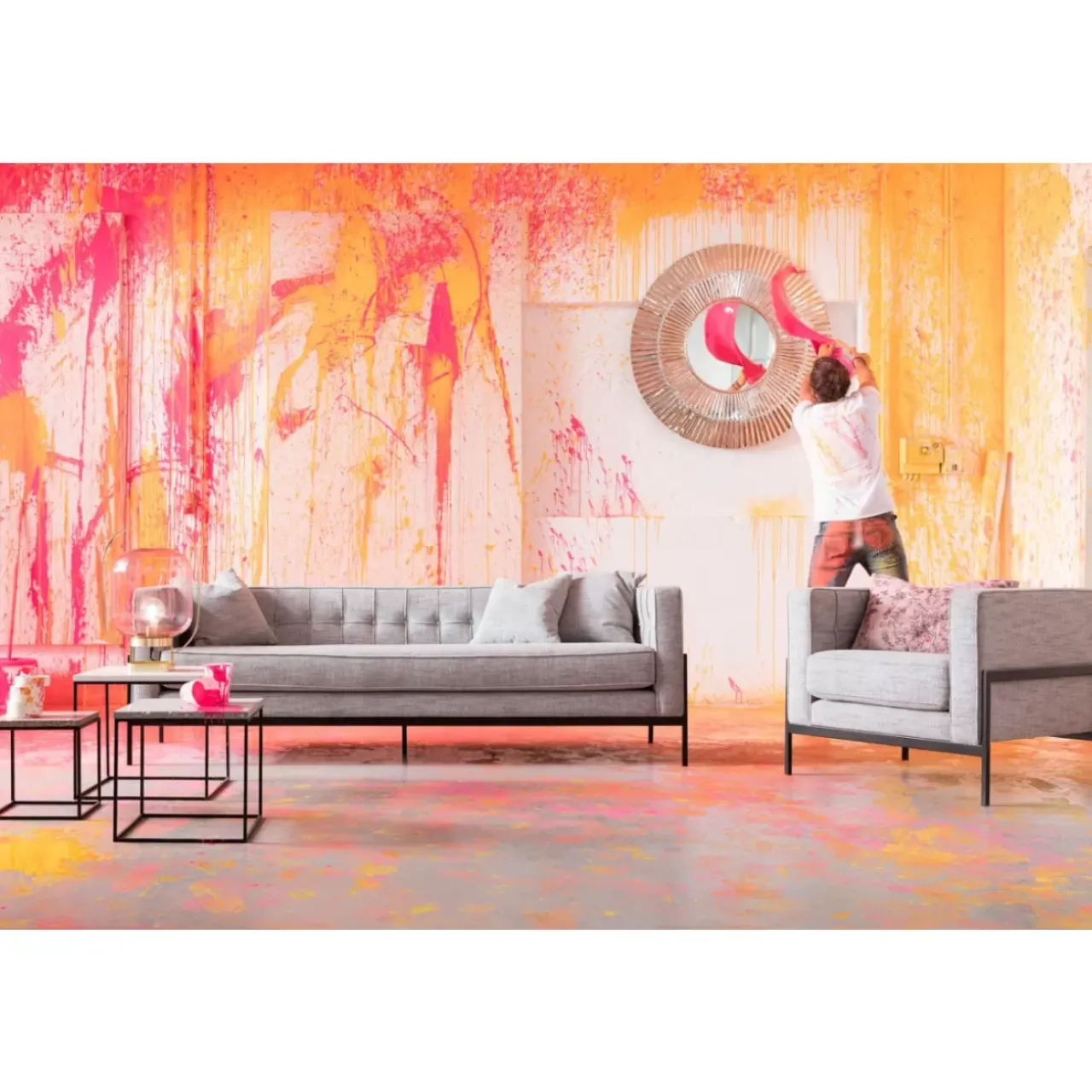KARE Design Sofas & Couches-Sofa Loft 3-Sitzer Salt & Pepper