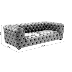 KARE Design Sofas & Couches-Sofa Metropol 3-Sitzer Grau 238Cm