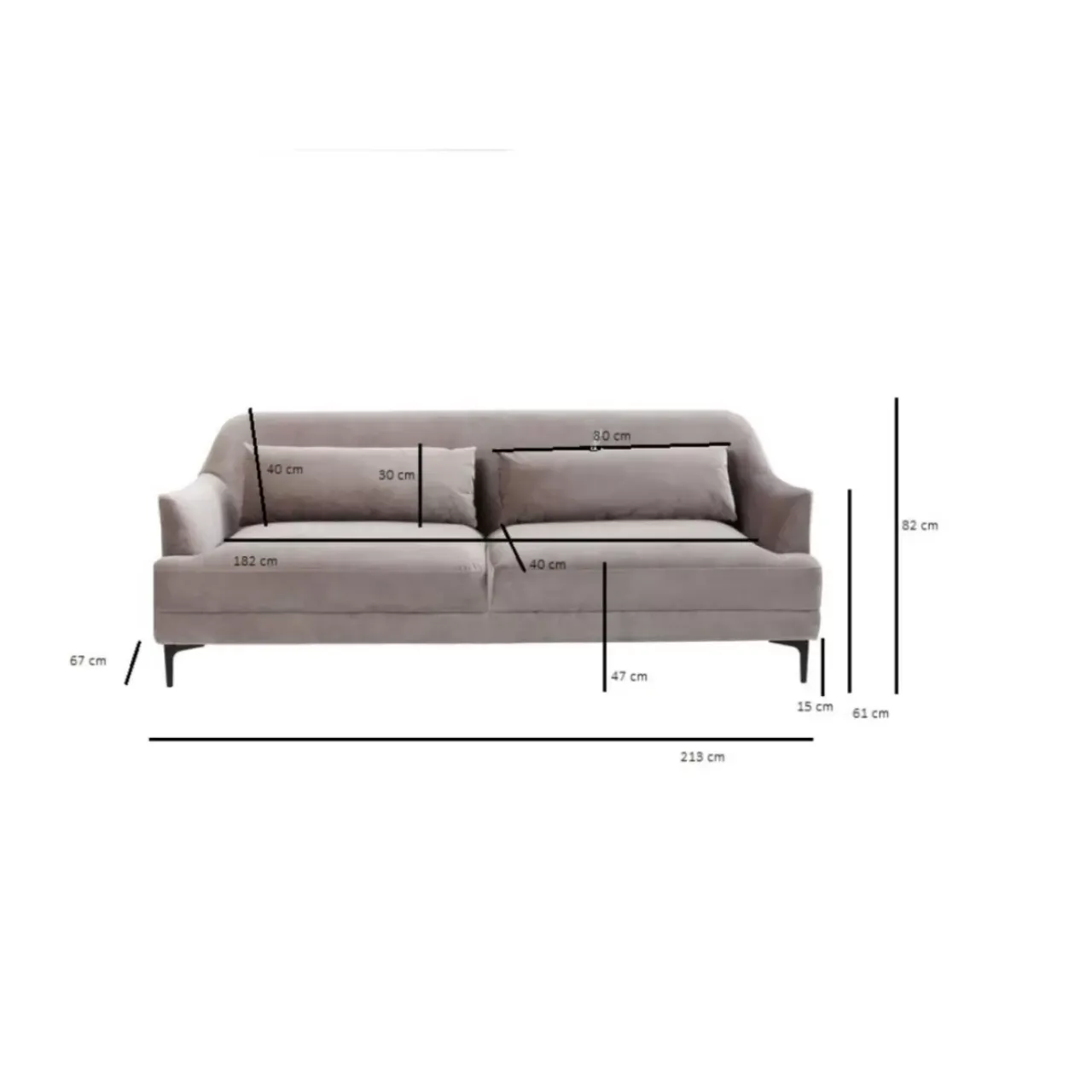 KARE Design Sofas & Couches-Sofa Proud 3-Sitzer Grau