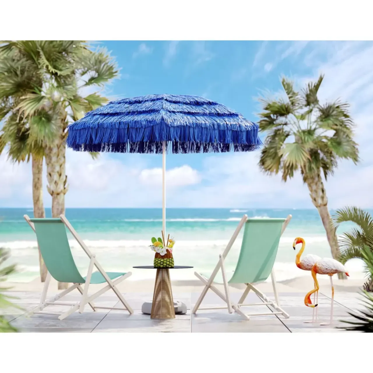KARE Design Outdoor-Sonnenschirm Hawaii Blau