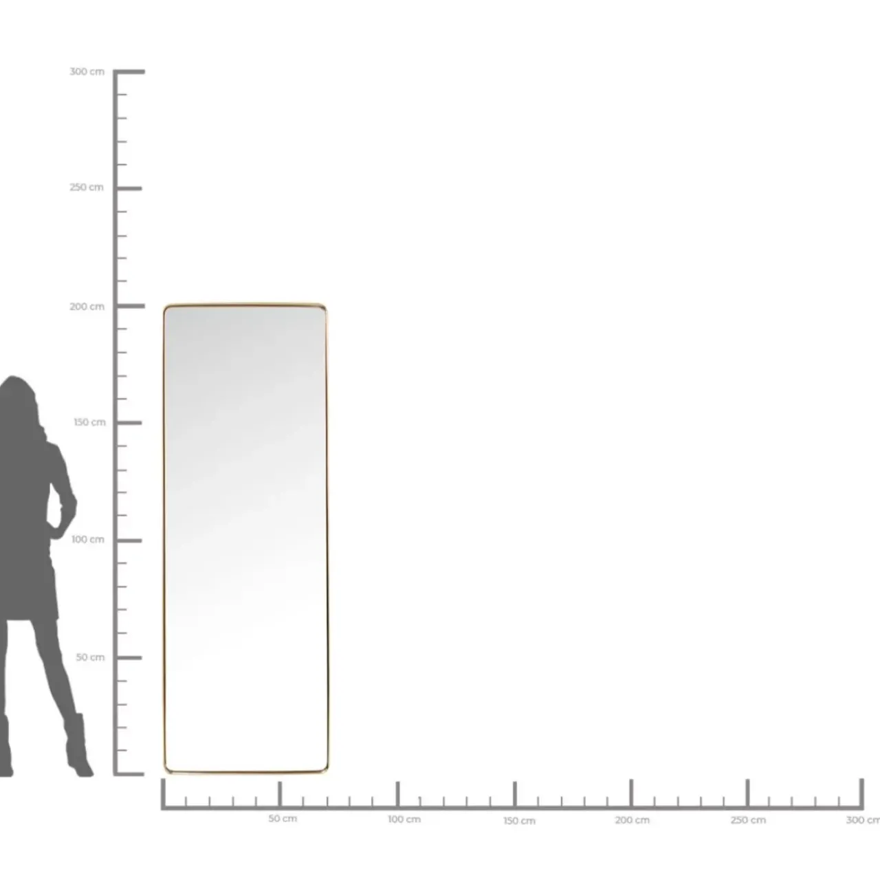 KARE Design Spiegel-Spiegel Curve Rectangular Brass 70X200Cm