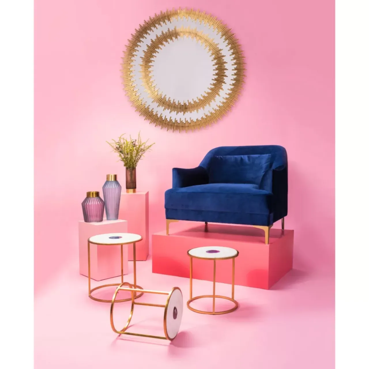 KARE Design Spiegel-Spiegel Solare Gold O132Cm