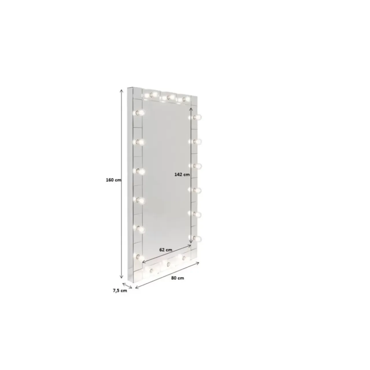 KARE Design Leuchtobjekte-Standspiegel Make Up 160X80
