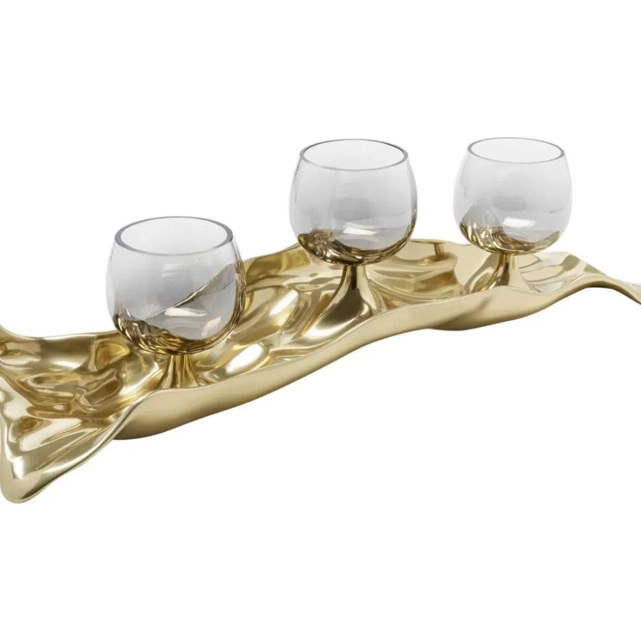 KARE Design Deko & Geschenkartikel-Teelichthalter 3 Jade Gold (4/Tlg.)