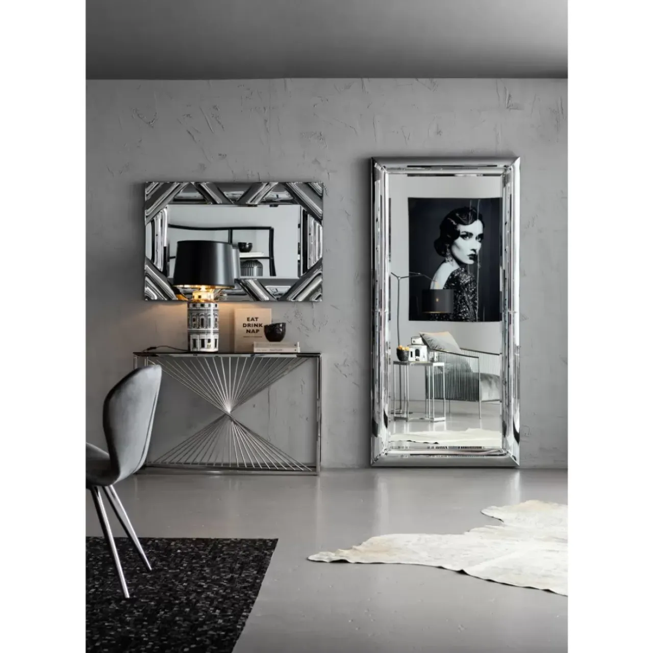 KARE Design Teppiche-Teppich Hide Acid Wash Silber