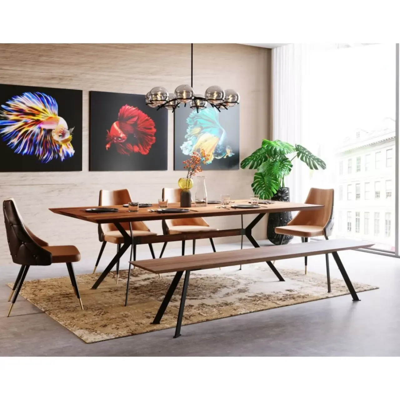 KARE Design Tische-Tisch Downtown Walnuss 220X100Cm