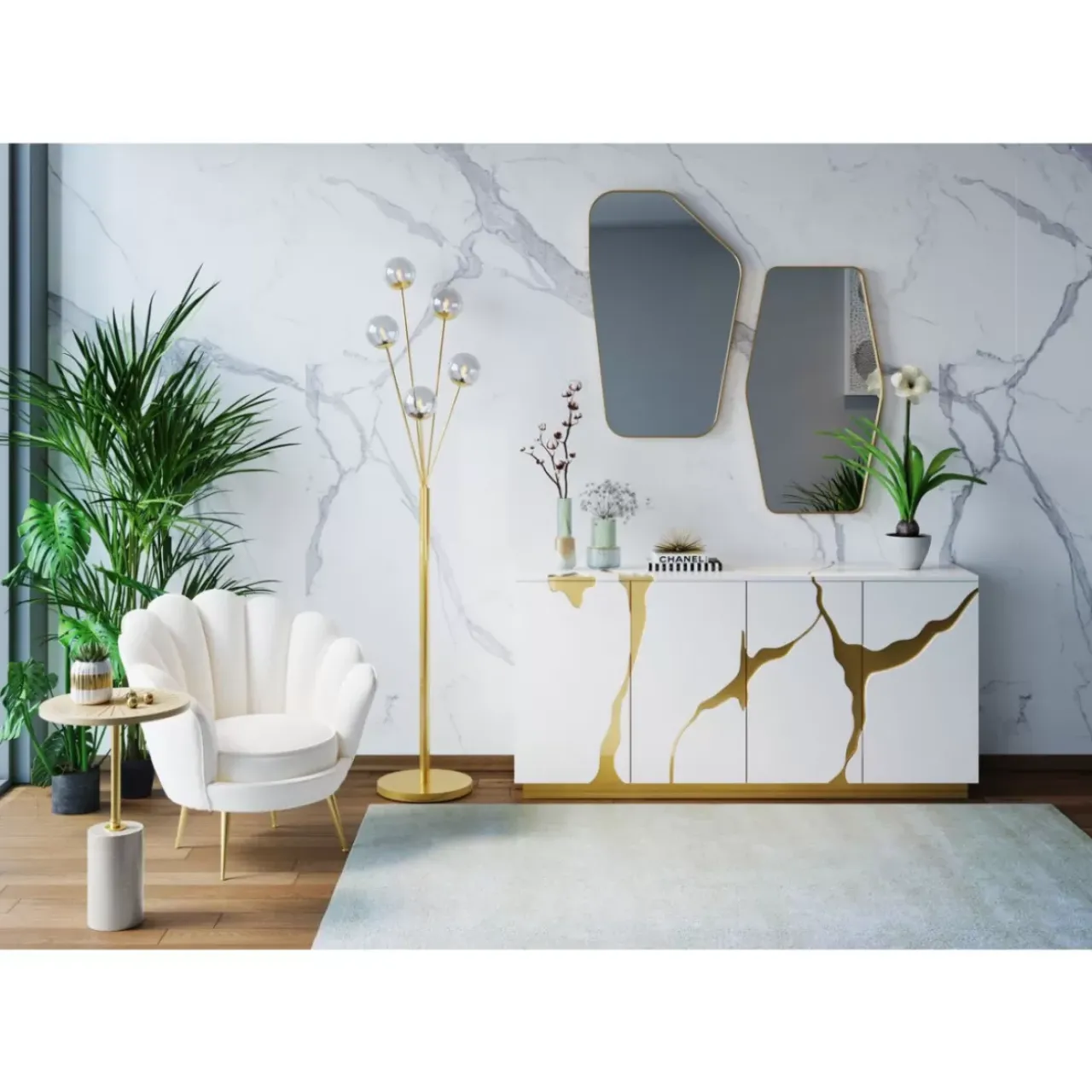 KARE Design Spiegel-Wandspiegel Shape Brass 64X94,5Cm